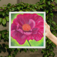 Pintado acrílico de flor de amapola rosa