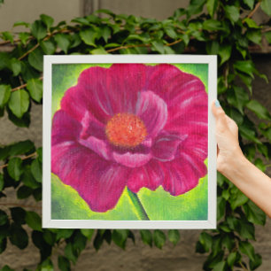 Póster Pintado acrílico de flor de amapola rosa