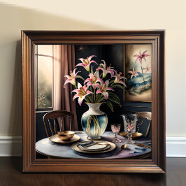 Póster Pintado acuarela de las flores formales de Tablesc