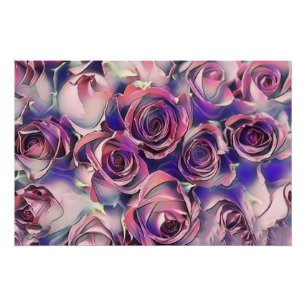 Póster Pintado acuarela de rosas púrpura rosa