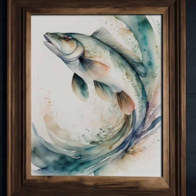 Póster Pintado acuarela de salpicaduras de peces (Subido por el creador)