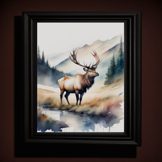Póster Pintado acuarela de un Elk 5:4 (Subido por el creador)
