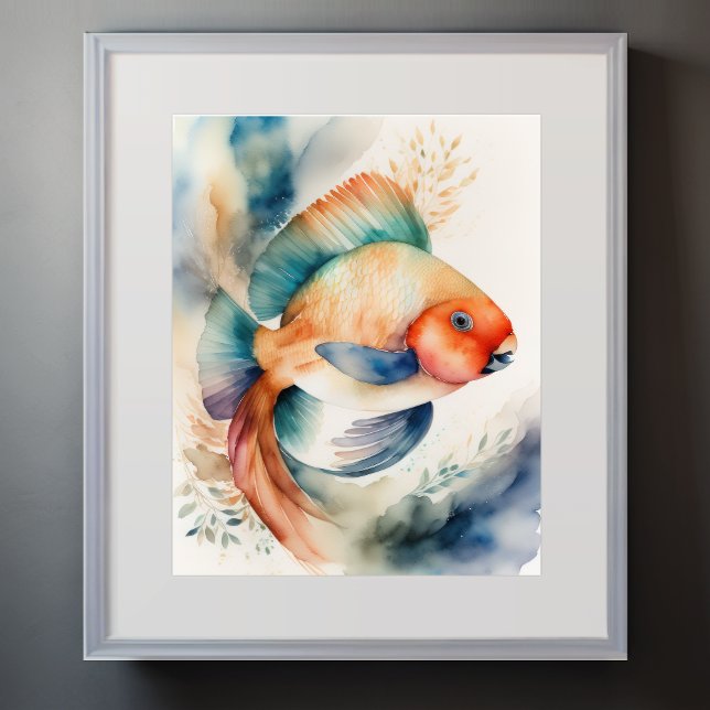 Póster Pintado acuarela del pez loro II (Subido por el creador)