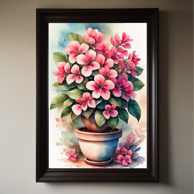 Póster Pintado acuático de Bouganvillea en rosa maceta (Subido por el creador)