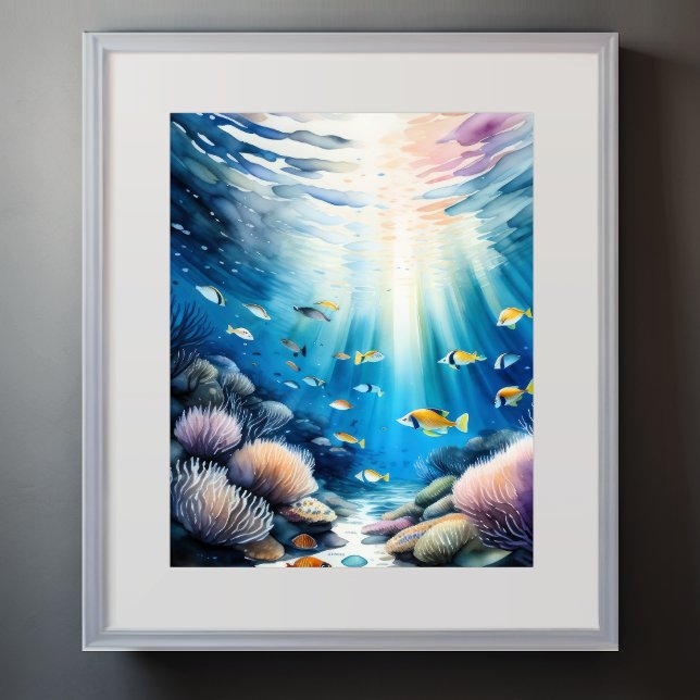 Póster Pintado acuático de peces de arrecife de coral (Subido por el creador)