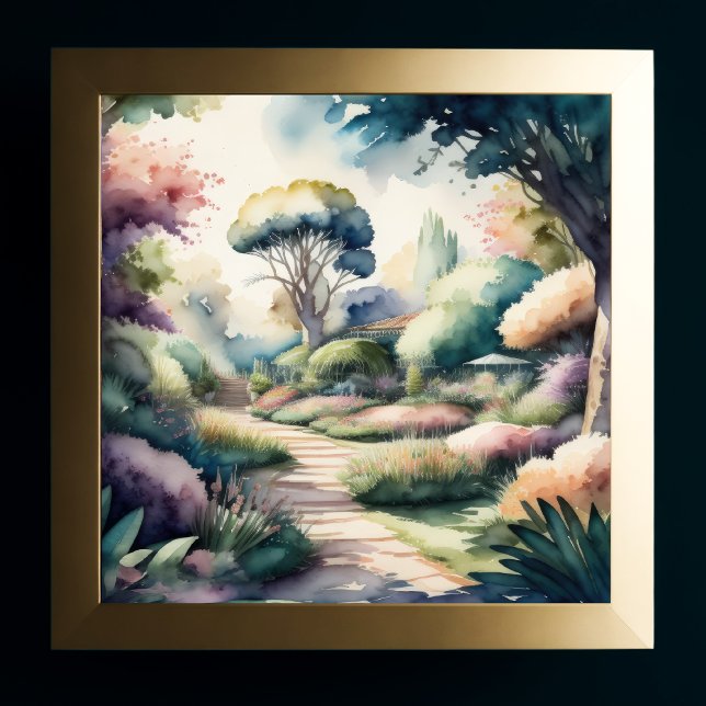 Póster Pintado acuático del paisaje de los jardines (Subido por el creador)