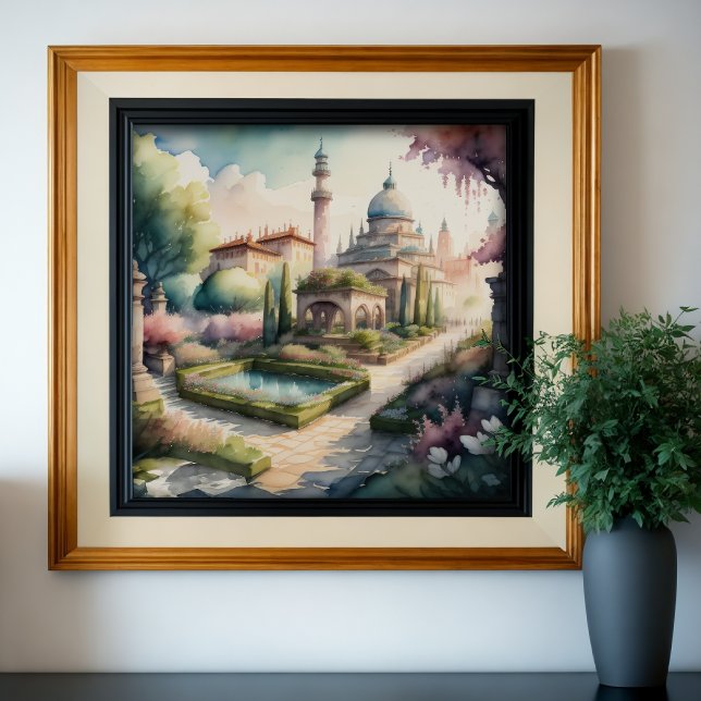 Póster Pintado acuático del paisaje de los jardines (Subido por el creador)
