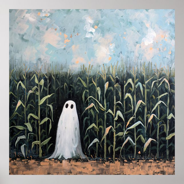 Póster Pintado caprichoso de campo de maíz (Frente)