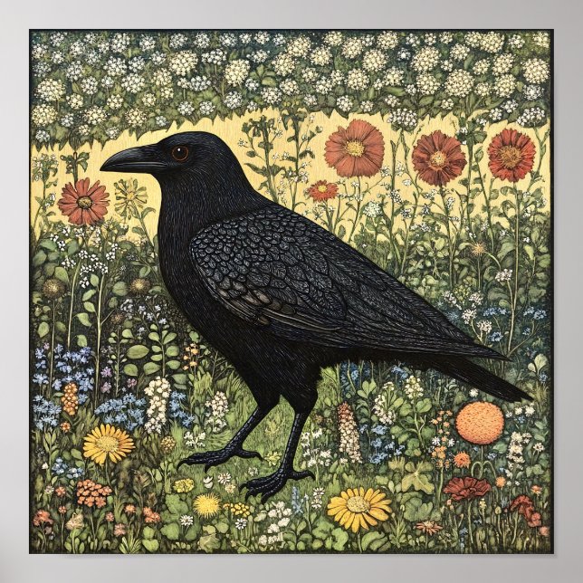 Póster Pintado caprichoso de pájaro (Frente)