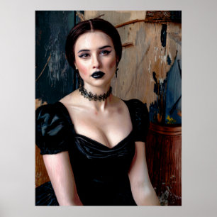 Póster Pintado de aceite con simulación de Gótico glamuro