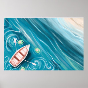 Póster Pintado de aceite de lino y ballenas