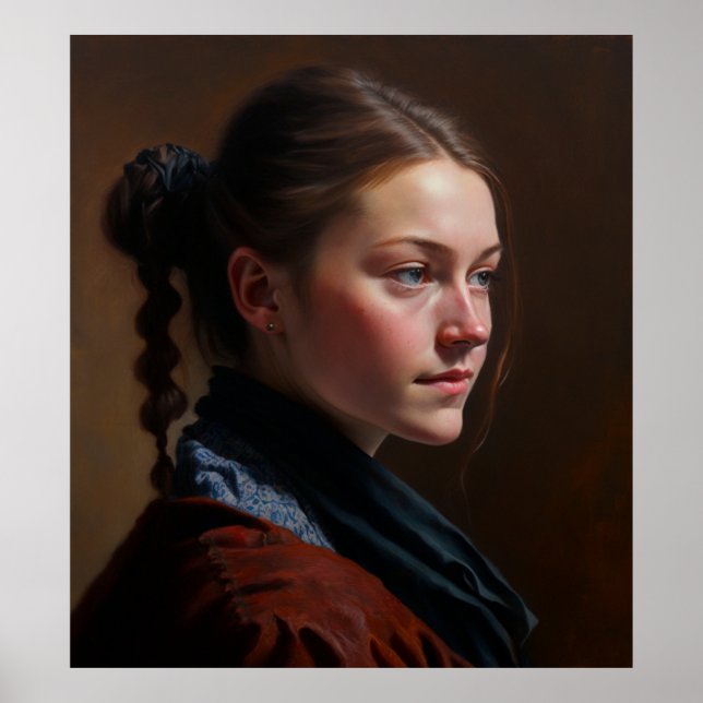 Póster Pintado de aceite de retrato de mujer joven checa (Frente)