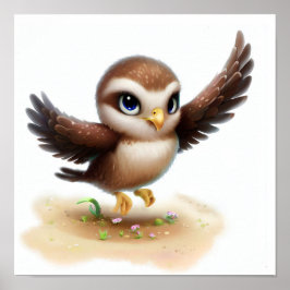 Póster Pintado de acuarela en 3D de un joven halcón