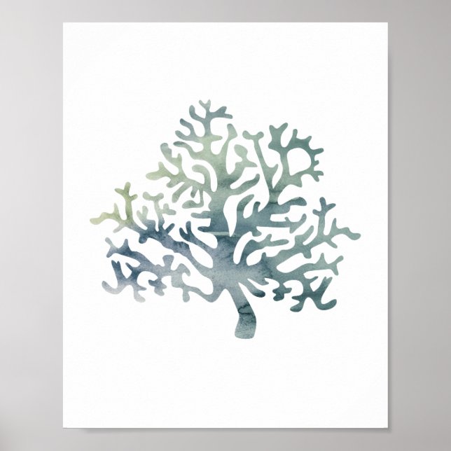 Póster Pintado de acuarela subacuática de arrecifes de co (Frente)