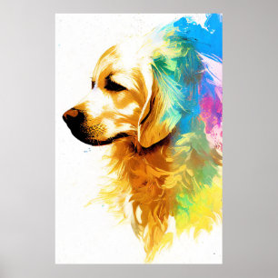 Póster Pintado de animales salvajes de perro con recupera