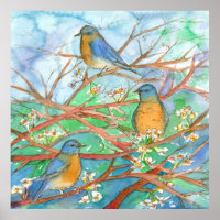Pintado de arboles frutales de color azul acuático