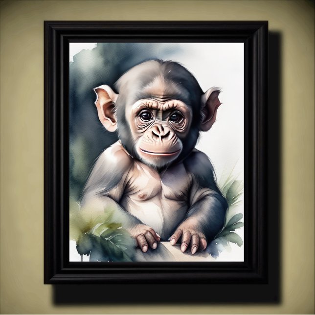 Póster Pintado de color de agua bebé Chimpanzee Nursery 5 (Subido por el creador)