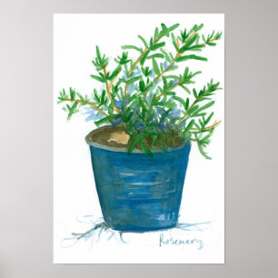 Póster Pintado de color de agua de la planta de hierbas R