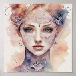 Póster Pintado de color de agua femenino