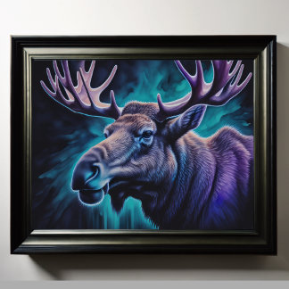 Póster Pintado de color de agua Majestic Moose 5:4