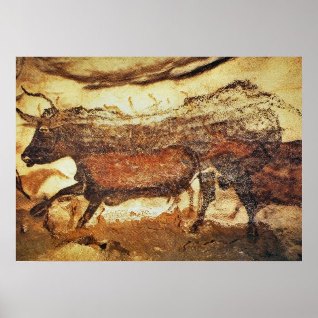 Póster Pintado de cuevas prehistóricas de Lascaux (Frente)