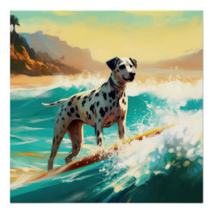 Póster Pintado de Dalmation Beach Surfing