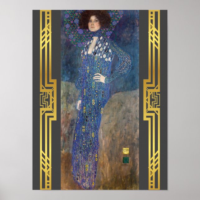 Póster Pintado de estilo Art Nouveau restaurado de Klimt  (Frente)