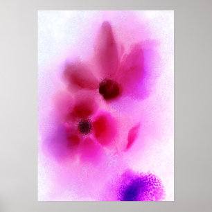 Póster Pintado de flores gemelas rosadas Ombre