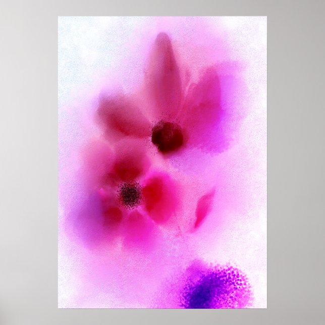 Póster Pintado de flores gemelas rosadas Ombre (Frente)
