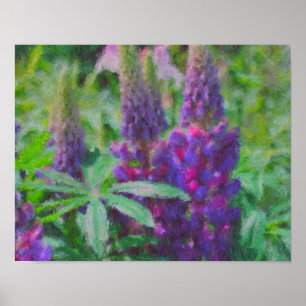 Póster Pintado de fotos de flores impresionistas de Lupin