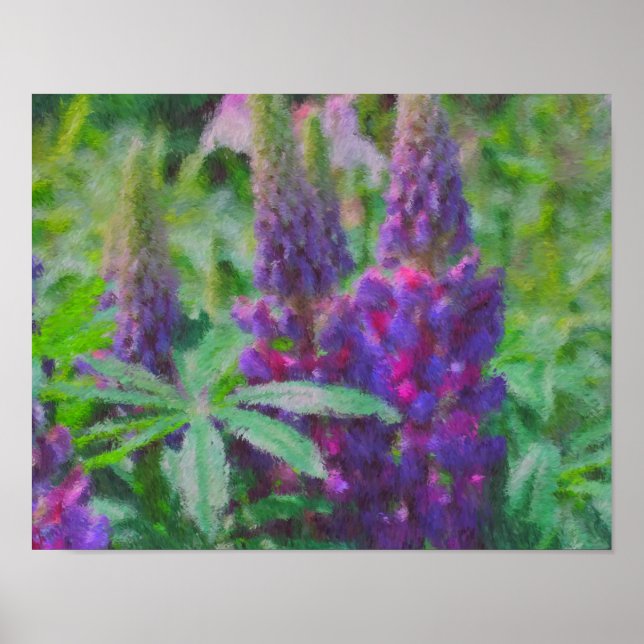 Póster Pintado de fotos de flores impresionistas de Lupin (Frente)
