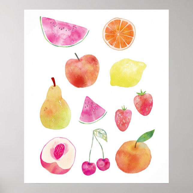 Póster Pintado de frutas Watecolor (Frente)