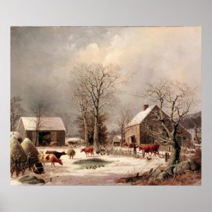 Póster Pintado de huertos en invierno por George Durrie