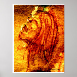 Póster Pintado de las acuarelas de la tristeza de la salu