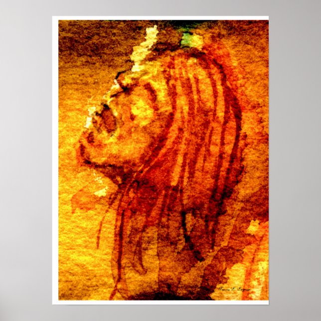 Póster Pintado de las acuarelas de la tristeza de la salu (Frente)