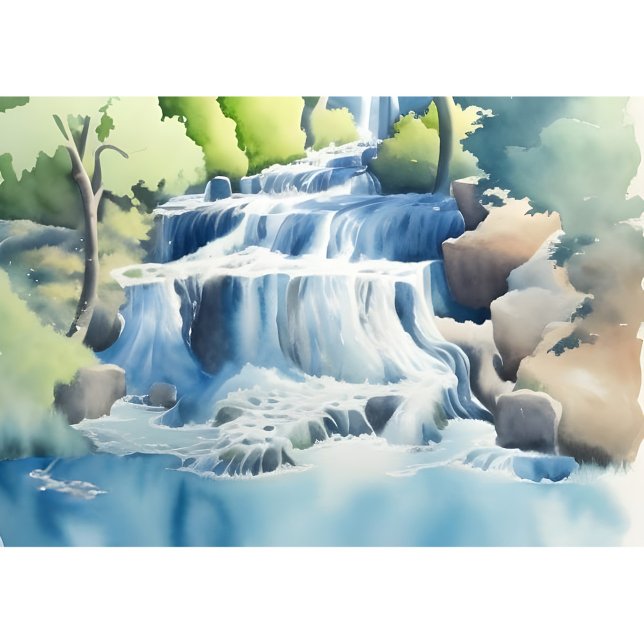 Póster Pintado De Las Acuarelas De Una Cascada (Subido por el creador)