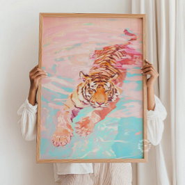 Póster Pintado de los Pasteles de Natación de Tigres - Nu