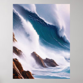 Póster Pintado de majestuosas olas oceánicas