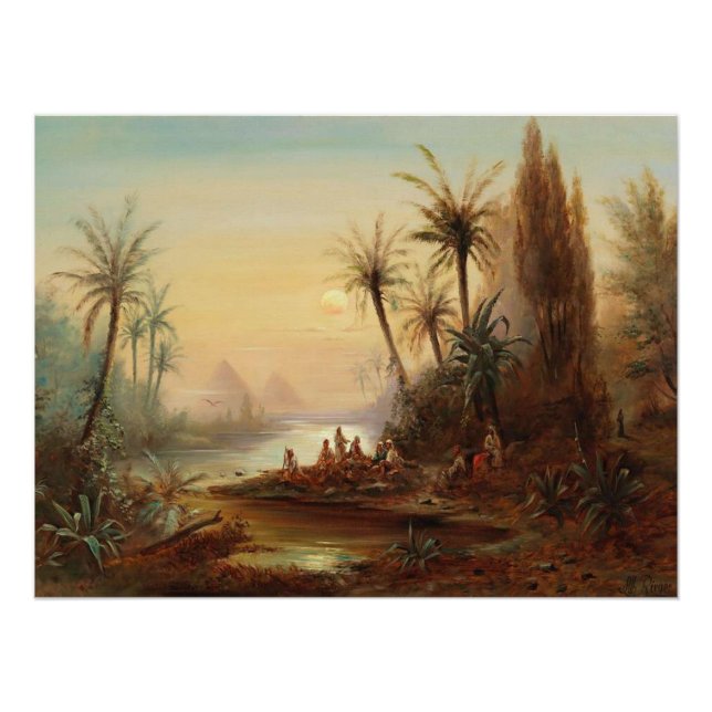 Póster Pintado de nile River Sunset Romántico (Anverso)