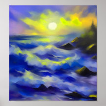 Pintado de olas de mar azul oscuro bajo el sol