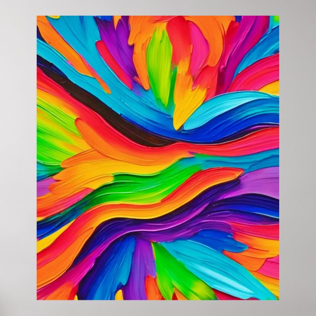 Póster Pintado de remolino arco iris (Frente)