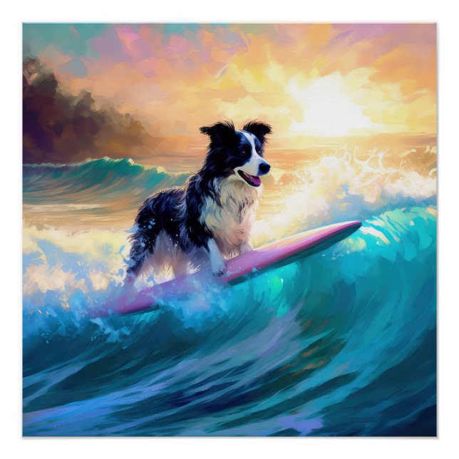 Póster Pintado de surf en la playa de Collie (Anverso)