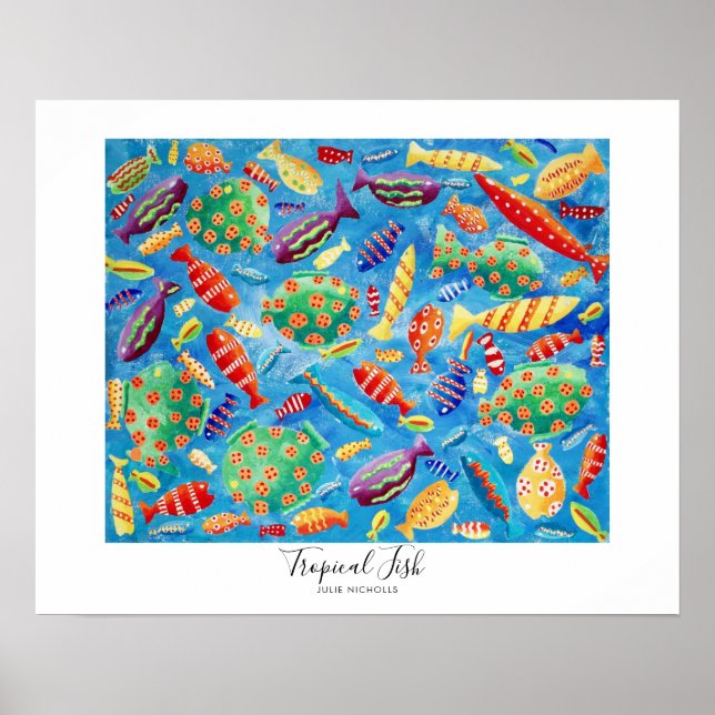 Póster Pintado de vida marina submarina de peces tropical (Frente)