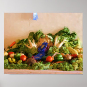 Póster Pintado del Pastel de Vegetales del Premio Razonab