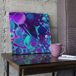 Póster Pintado digital abstracto púrpura y Verde azulado