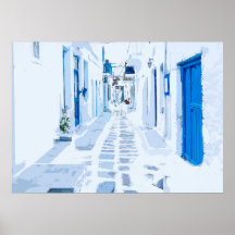 Pintado digital de acuarela de MyKonos Grecia