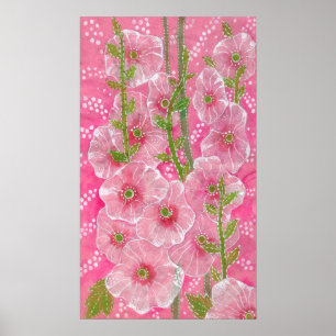 Póster Pintado Floral de flores de malva aguda