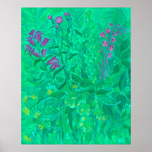 Póster Pintado floral de flores silvestres del norte (Frente)