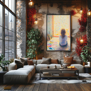 Póster Pintado infantil de puntillismo en habitación con