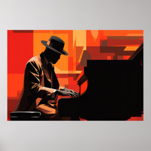Póster Pintado musical de Piano Player Resumen de decorac
